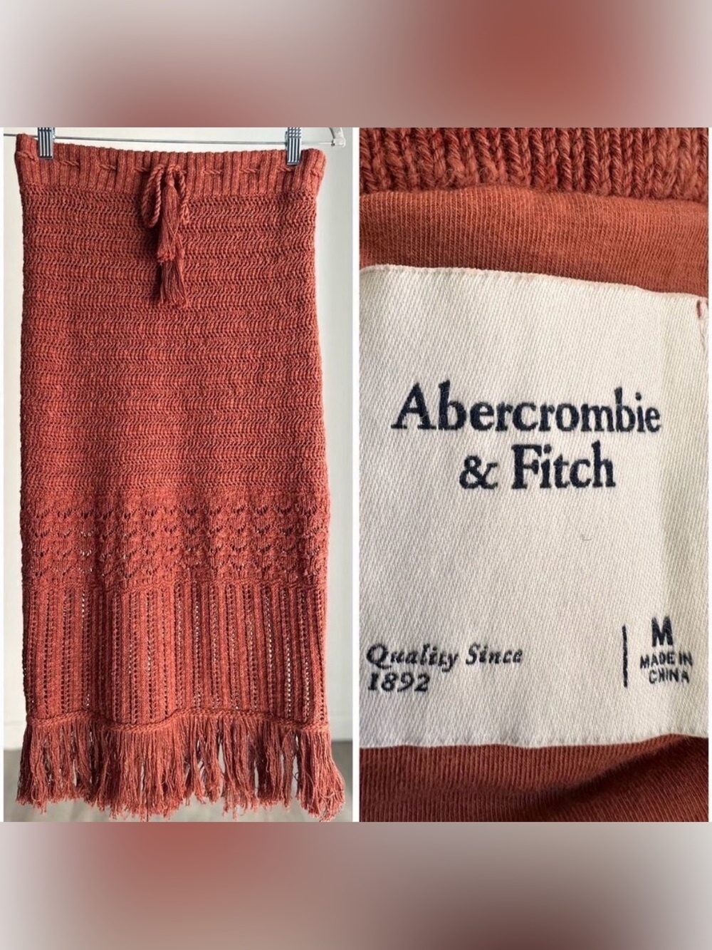 Abercrombie and Fitch Knit Fringed Skirt Medium